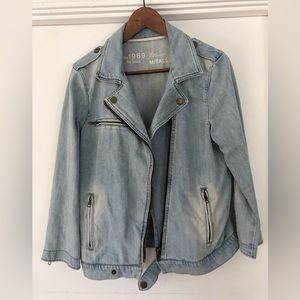 Gap 1969 denim moto jacket, size M/tall